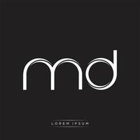 MD Initial Letter Split Lowercase Logo Modern Monogram Template Isolated on Black White vector