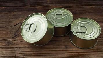 Tin cans with food on the table video