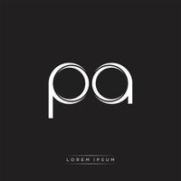 PA Initial Letter Split Lowercase Logo Modern Monogram Template Isolated on Black White vector