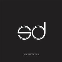 SD Initial Letter Split Lowercase Logo Modern Monogram Template Isolated on Black White vector