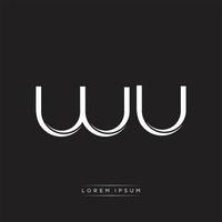 WU Initial Letter Split Lowercase Logo Modern Monogram Template Isolated on Black White vector