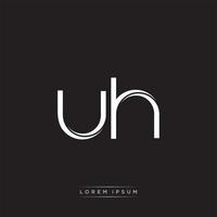 UH Initial Letter Split Lowercase Logo Modern Monogram Template Isolated on Black White vector