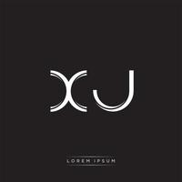 XJ Initial Letter Split Lowercase Logo Modern Monogram Template Isolated on Black White vector