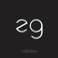ZG Initial Letter Split Lowercase Logo Modern Monogram Template Isolated on Black White vector
