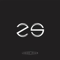 ZS Initial Letter Split Lowercase Logo Modern Monogram Template Isolated on Black White vector