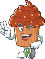 Chocolate cupcake Cartoon character vector
