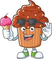 Chocolate cupcake Cartoon character vector