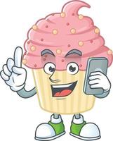 Strawberry cupcake Cartoon character vector