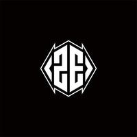 ZE Logo monogram with shield shape designs template vector