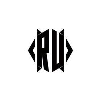 RU Logo monogram with shield shape designs template vector