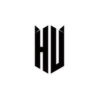 HU Logo monogram with shield shape designs template vector