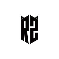 RZ Logo monogram with shield shape designs template vector