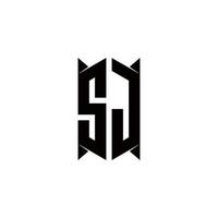 SJ Logo monogram with shield shape designs template vector