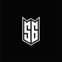 SG Logo monogram with shield shape designs template vector