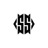 SS Logo monogram with shield shape designs template vector