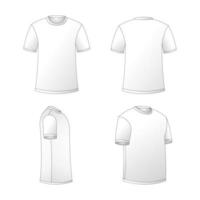 blanco corto manga camiseta contorno modelo vector
