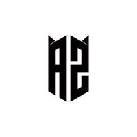 AZ Logo monogram with shield shape designs template vector