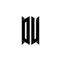 DU Logo monogram with shield shape designs template vector