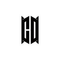 CD Logo monogram with shield shape designs template vector