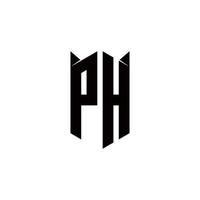 PH Logo monogram with shield shape designs template vector