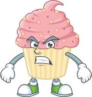 Strawberry cupcake Cartoon character vector