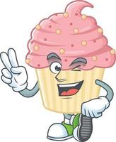 Strawberry cupcake Cartoon character vector