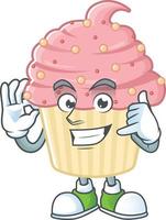 Strawberry cupcake Cartoon character vector