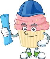 Strawberry cupcake Cartoon character vector
