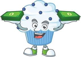 Vanilla blue cupcake Cartoon character vector