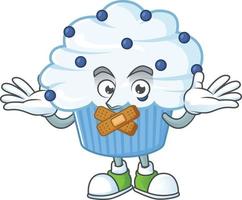 Vanilla blue cupcake Cartoon character vector