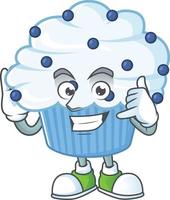 Vanilla blue cupcake Cartoon character vector