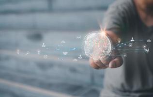 Digital transformation technology strategy, IoT, internet of things. transformation of ideas and the adoption of technology in business in the digital age, enhancing global business capabilities. Ai photo