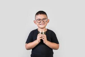 Funny portrait boy studio photo