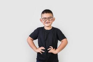 Funny portrait boy studio photo