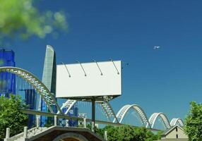 3D mockup blank billboard in downtown rendering photo