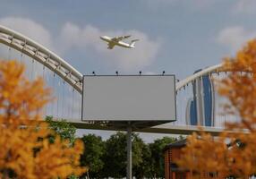 3D mockup blank billboard in downtown rendering photo