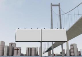 3D mockup blank billboard in downtown rendering photo