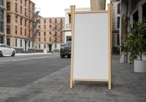 3D mockup blank billboard on street in downtown rendering photo