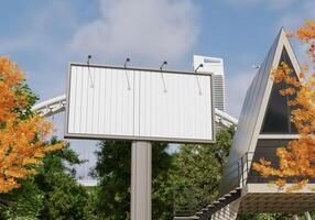 3D mockup blank flip billboard in downtown rendering photo