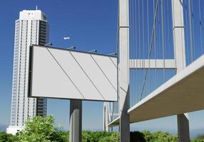 3D mockup blank billboard in downtown rendering photo