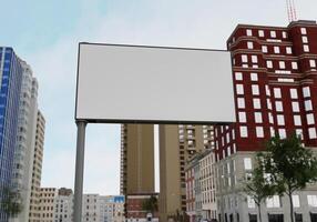3D mockup blank billboard in downtown rendering photo