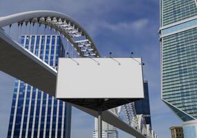 3D mockup blank billboard in downtown rendering photo