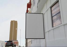 3D mockup blank billboard in downtown rendering photo