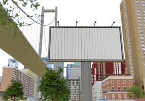 3D mockup blank flip billboard in downtown rendering photo