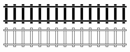 top view straight railroad icon set isolated on white background vector