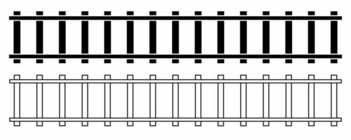 top view straight railroad icon set isolated on white background vector