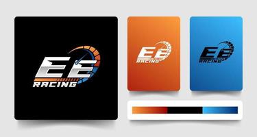 Speed EE monogram logo letter with rpm speedometer color style vector