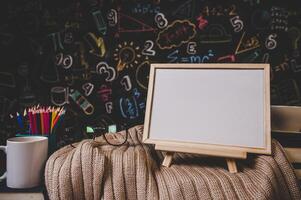 Whiteboard and decorations in the classroom photo