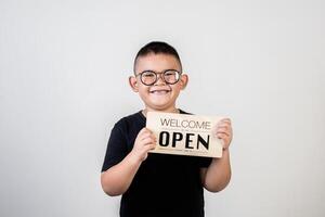 Funny portrait boy studio photo