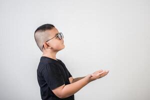 Funny portrait boy studio photo